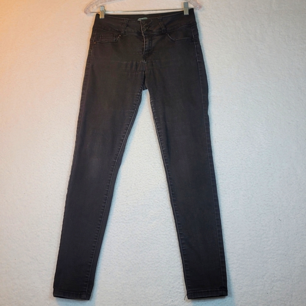 Wax Jeans Butt I Love You Skinny black Stretch Jeans 3 Button Size 7 (30x28)